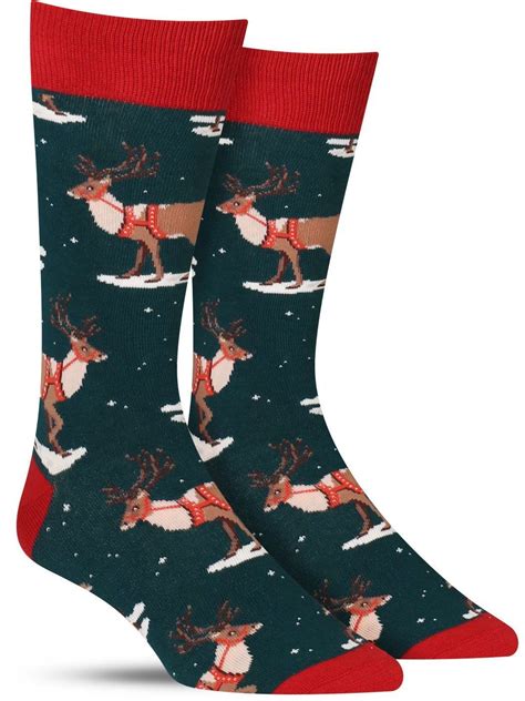 Winter Reindeer Christmas Socks Mens Christmas Socks Novelty Socks
