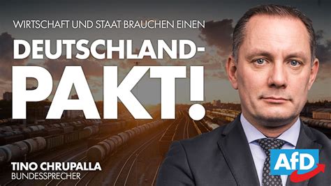 April 1975 in weißwasser, ddr) ist ein deutscher politiker (afd). Tino Chrupalla: Wir brauchen einen Deutschland-Pakt ...