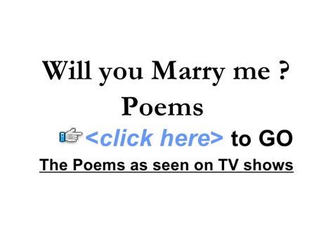 Will You Marry Me Poems