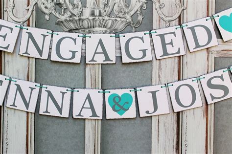 Engaged Signs Rustic Engagement Banners Engaged And Names Etsy