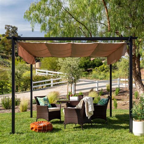 Best Choice Products 10x10ft Weather Resistant Pergola Patio Shelter W Retractable Sun Shade