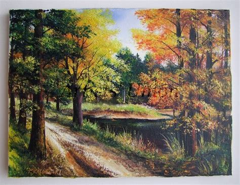 Fall Landscape Original Oil Painting Autumn Impasto Art