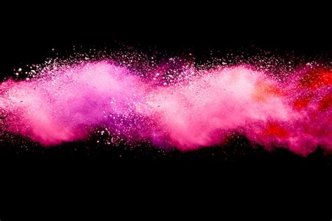 Pink Powder Explosion Isolated On Black Background Premium Photo