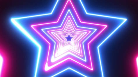 Neon Star Light Tunnel Zoom In Movement Background Youtube