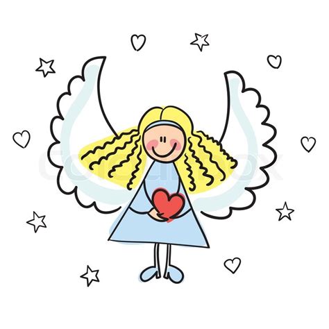 Angel With Heart Vector Illustration Stock Vector