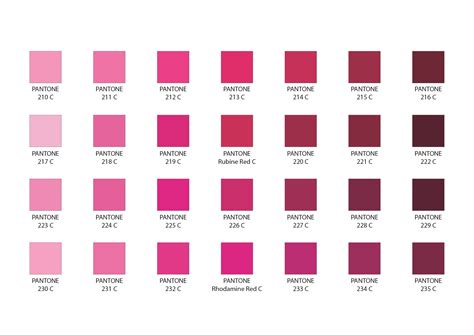 shades of pink color chart with names