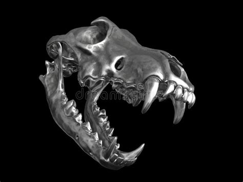 Metal Wolf Skull With Jaws Open Stock Illustration Illustration Of
