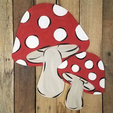 Two Mushrooms With Spots Craft Shape Paint By Line In 2021 Wooden