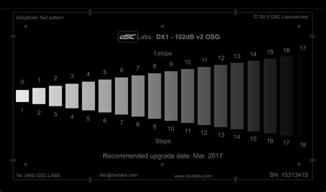 Dx1 102db 18 Step Grayscale Test Charts