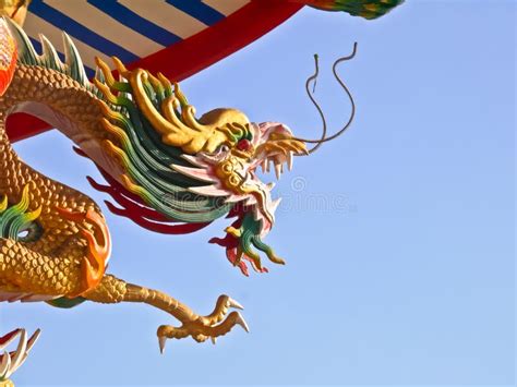 China Gold Dragon Statue Stock Photo Image Of Chinese 93667322