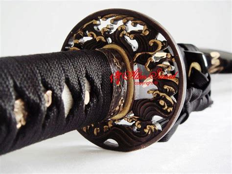 Battle Ready Quenched Spring Steel Japanese Katana Wave Tsuba