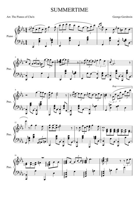 Letter size) and can be printed on any standard printer. Summertime Eb sheet music for Piano download free in PDF or MIDI