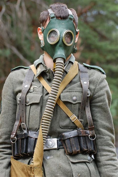 German Soldier In Gas Mask Stock Image Image Of Mask 7870149