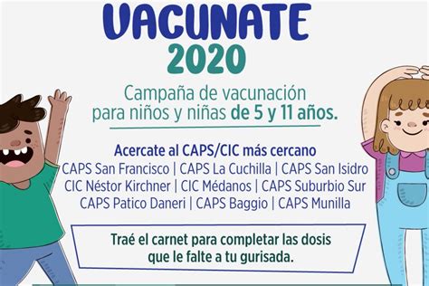 Vacunate del al de noviembre se realizará una campaña de vacunación a niños y niñas