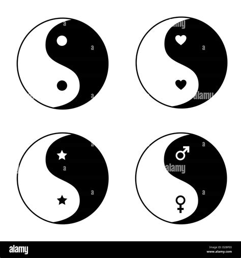 Set Of Ying Yang Symbols Stock Photo Alamy