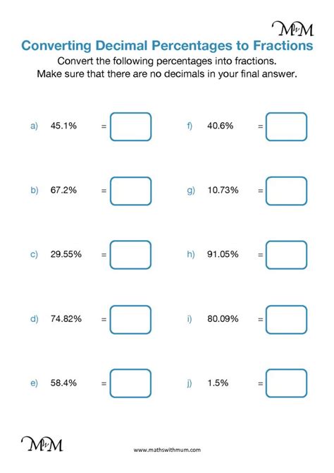 How To Convert Decimal Percentages To Fractions Maths With Mum