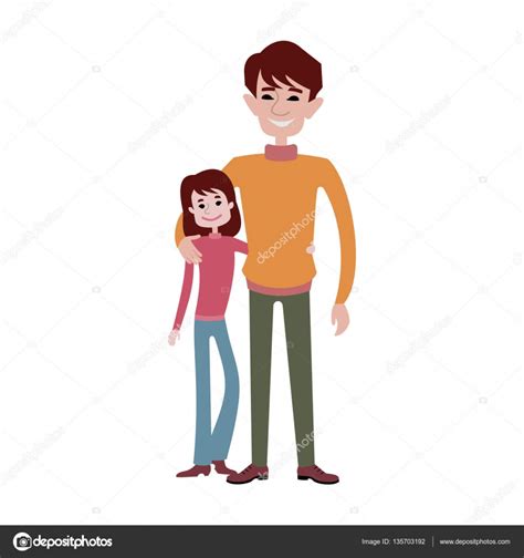 Father And Daughter Together Character Vector — Stock Vector