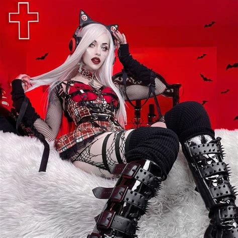 pastel gothic sexy grunge leather plaid 2 piece set sexy grunge heavy metal girl cosplay woman