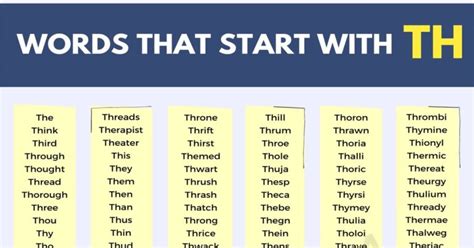 A Big List Of 635 Words That Start With Th In English • 7esl