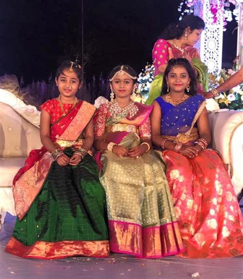 Cute Girls In Half Sarees Indian Dresses