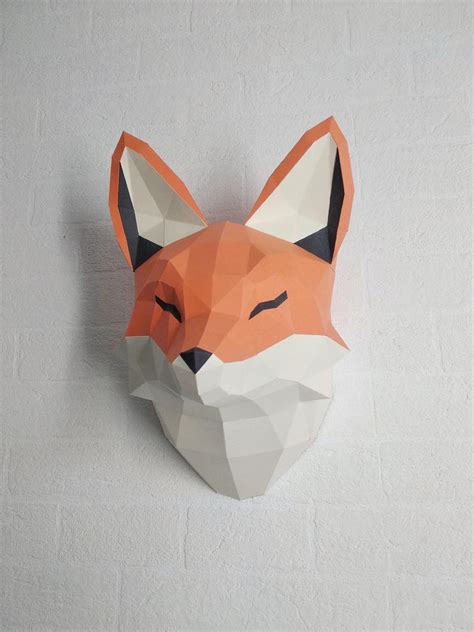 Fox Papercraft 3d Svg Dxf Pdf Diy Low Poly Paper Crafts Decor Etsy