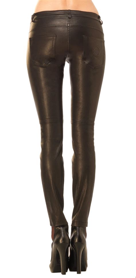 Lyst Leon Max Washed Stretch Leather Pants In Brown