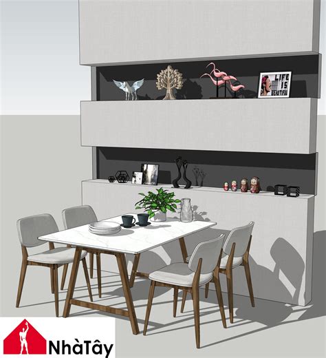 4793 Dining Table And Chair Sketchup Model Free Download