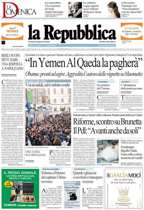 Newspaper La Repubblica Italy Newspapers In Italy Sundays Edition