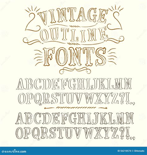 Vintage Hand Written Vector Fonts Set Stock Illustration Illustration