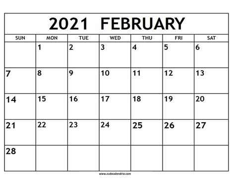 Download or save as pdf. February 2021 Calendar With Notes | Zudocalendrio
