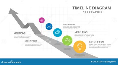 Infographic 5 Steps Timeline Diagram With Roadmap With Circles Stock
