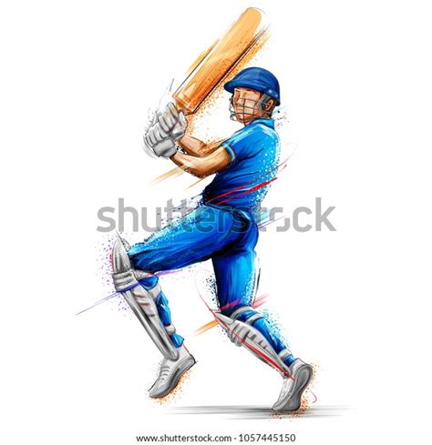 Illustration Batsman Playing Cricket Championship Sports Stock Vector
