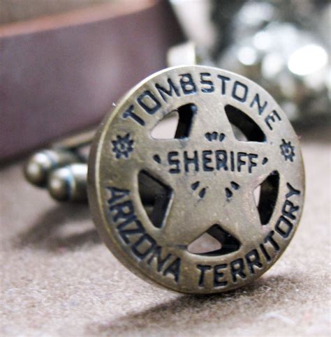 Tombstone Arizona Cufflinks Old West Antique Brass Territory Sheriff