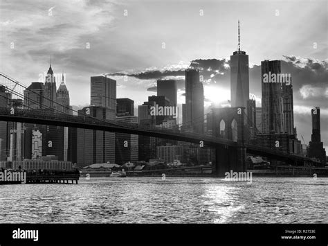 New York Cityscape At Sunset New York City Financial District In