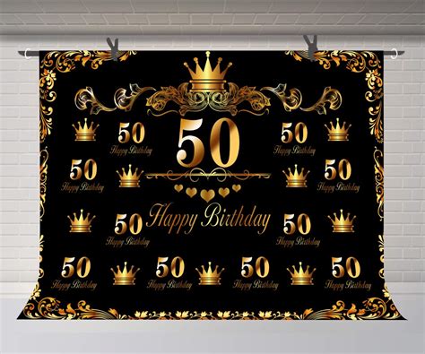 Buy Fuermor 50th Birthday Photography Backdrop Gold Crown And Black