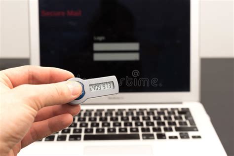 Secure Token In Front Of A Laptop Stock Photo Image Of Internet Data