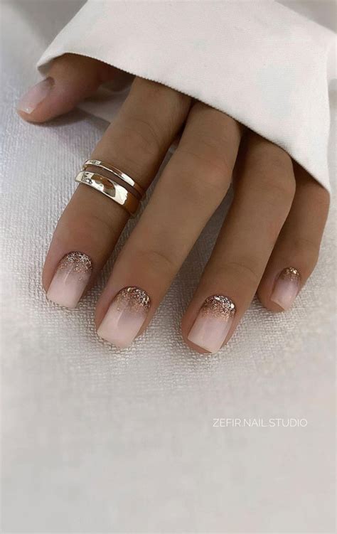 70 Wedding Nails For Brides Ombre Glitter Cuff Short Nails