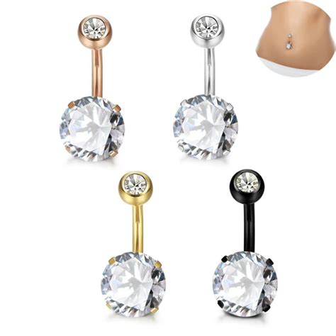 Hot Sale Surgical Steel Dangle Navel Rings Crystal Navel Bars Fashion Gold Silver Belly Button