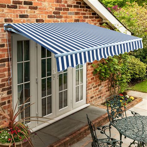 25m Standard Manual Awning Blue And White Stripe £29999