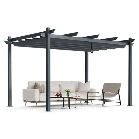 Gymax 10 X 13ft Outdoor Aluminum Retractable Pergola Canopy Shelter