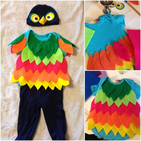 Infant Parrot Costume Made With A Onesie Felt And Hot Glue