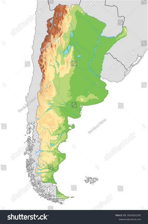 Highly Detailed Argentina Physical Map Stock Vector Royalty Free