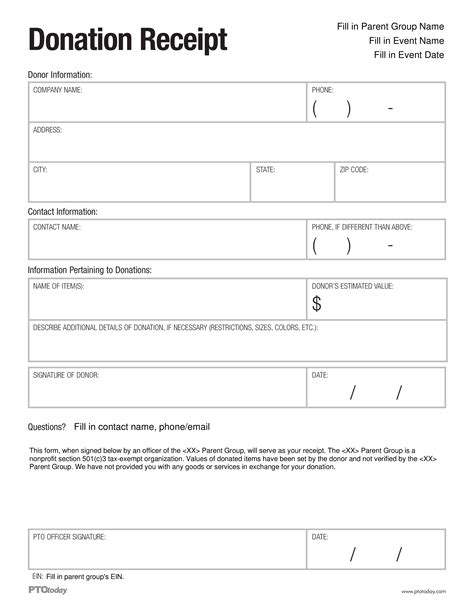 Donation Invoice Template Word
