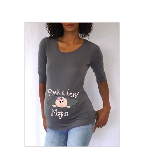 Maternity Personalized Peek A Boo Maternity Shirt Gray