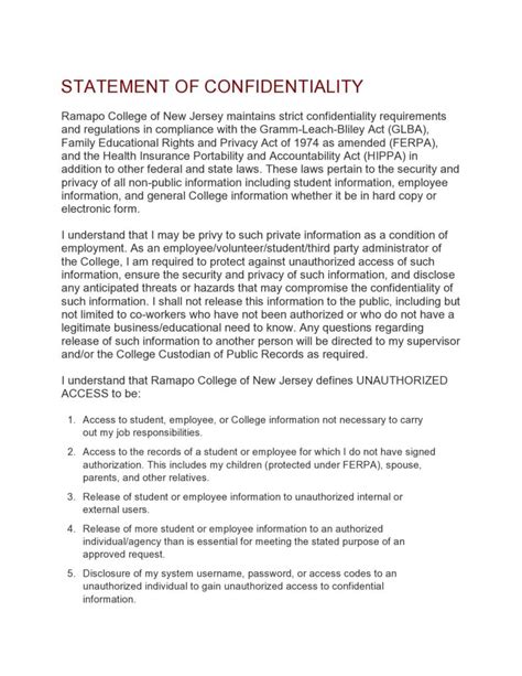 Simple Confidentiality Statement Agreement Templates