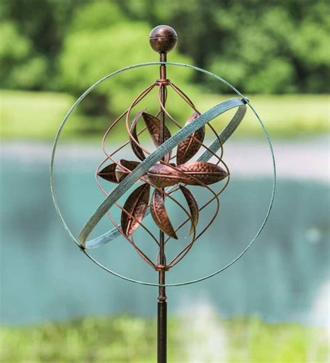 Bronze And Patina Spiral Metal Wind Spinner Metal Wind Spinners Wind
