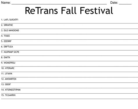 Retrans Fall Festival Word Scramble Wordmint