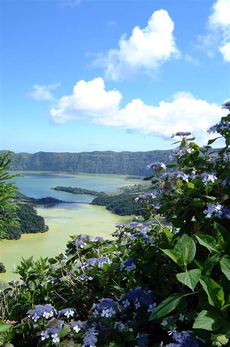 Twin Crater Lakes At Sete Cidades In The Northwest Of The Island Sao