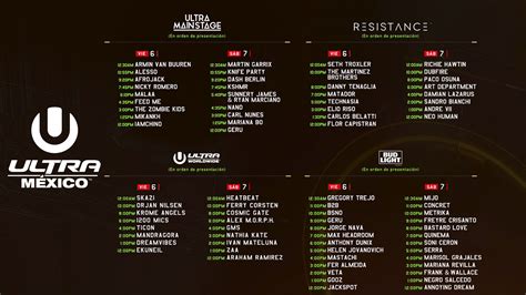 Ultra Music Festival Mexico 2017 · Lineup Y Horarios