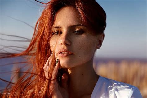 hd wallpaper look girl face hair hand portrait freckles red redhead wallpaper flare